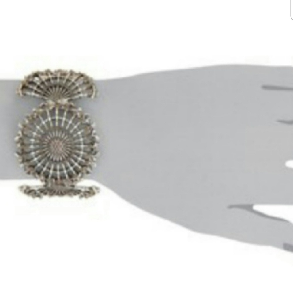 Lucky Brand Two Tone Openwork Wide Cuff Bracelet Authenic 1-3/4" in Length.